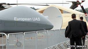 A European UAS EADS Cassidian drone at the ILA Air Show in Berlin