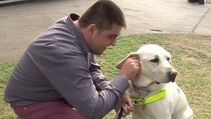 Kevin Nugent and his guide dog Orlando