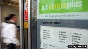 Woman entering a job centre