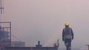 Firefighter at the fire in Derbyshire