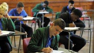 Pupils taking GCSE exams