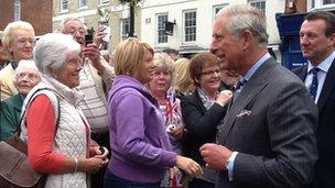 The Prince of Wales on a walkabout in Ludlow