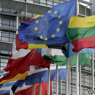 Flas outside European Parliament