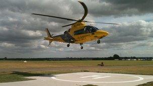 Warwickshire & Northamptonshire Air Ambulance lands at Coventry Airport