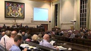 Bristol City councillors in the council chamber