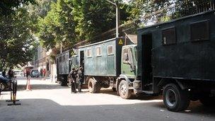 Security outside the French embassy in Cairo, Egypt - 19 September