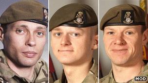 L/Cpl Duane Groom, Pte Thomas Wroe and Sgt Gareth Thursby