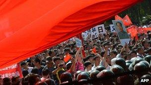 Protests outside the Japanese embassy in Beijing 15 September 2012