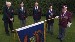 Members of Durham Normandy Veterans Association l-r Ed Murray, Jim Deacon, George Brown, Tom Robson, Wilf Coates