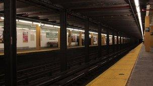 Empty New York subway station