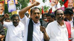 MDMK Tamil leader Vaiko leading a rally