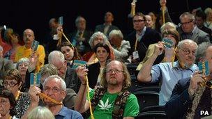 Lib Dem party members voting in Brighton