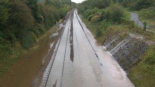 Flooded railway line