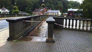 High water level at Oldgate bridge in Morpeth