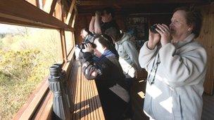 Visitors at Cors Dyfi nature reserve