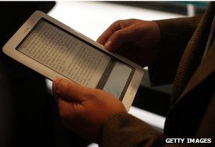 Reader using a Nook e-reader