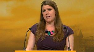 Jo Swinson speaking at Lib Dem conference