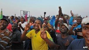 Striking platinum miners earlier this month