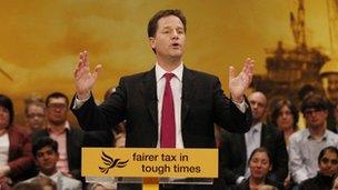 Nick Clegg at the Lib Dem conference