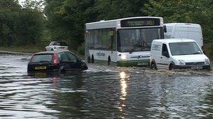 Flooding on the A659 between Otley and Pool