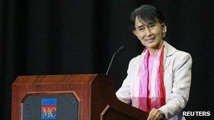 Aung San Suu Kyi, pictured in Indiana on 25 September 2012