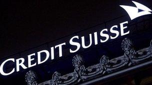 Logo outside Credit Suisse headquarters