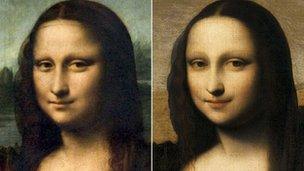 Mona Lisa (l) and the Isleworth Mona Lisa (r)