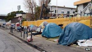 A Roma (Gypsy) camp on a roadside in Marseille, 12 September 2012