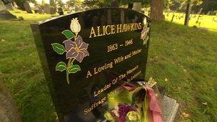 Headstone of Alice Hawkins