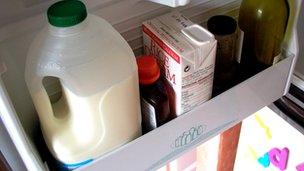 Milk in a fridge