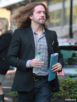 Justin Lee Collins arriving at St Albans Crown Court