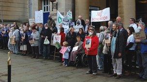 Protestors outside Shire Hall