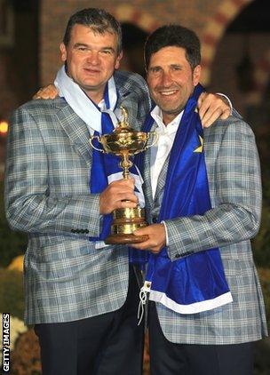 Scottish golfer Paul Lawrie and Jose Maria Olazabal