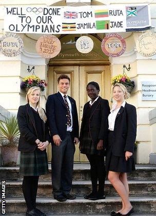 Ruta Meilutyte (left) with fellow Plymouth Olympians Tom Daley, Jamila Lunkuse and Jade Howard