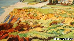 Evans Cliff Landslip Charmouth painted by Geoff Townson