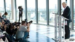 Boris Johnson speaking at City Hall