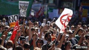 Demonstrators against government cuts in Madrid