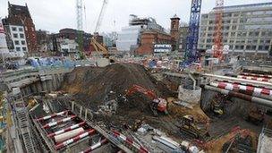 Crossrail construction site, January 2012