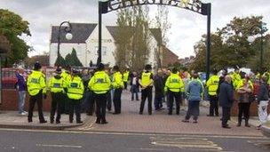 Police presence at the protest