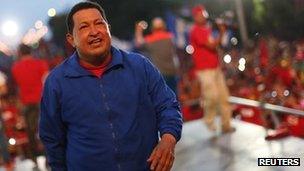 Hugo Chavez on the campaign trail in Barquisimeto on 2 October 2012