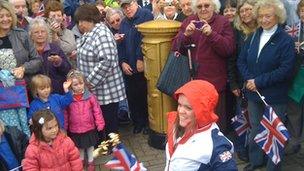 Ellie Simmonds and her gold postbox on Aldridge High Street