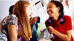 Girls laughing