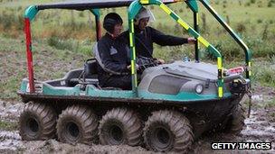 An all-terrain vehicle being used in the search on Monday