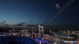 Dave Rawlins' view as he flew over the Olympic Stadium