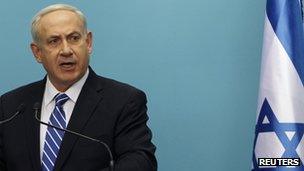 Israel's Prime Minister Benjamin Netanyahu speaks during a news conference in Jerusalem (9 Oct)