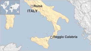 Map of Italy with Reggio Calabria