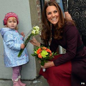 Duchess receiving flowers