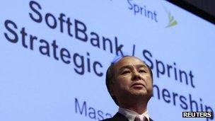 Softbank Corp President Masayoshi Son at a news conference to announce the deal