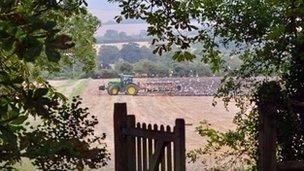 Tractor ploughing