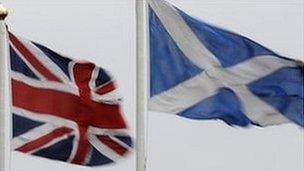 Union flag and Scottish Saltire